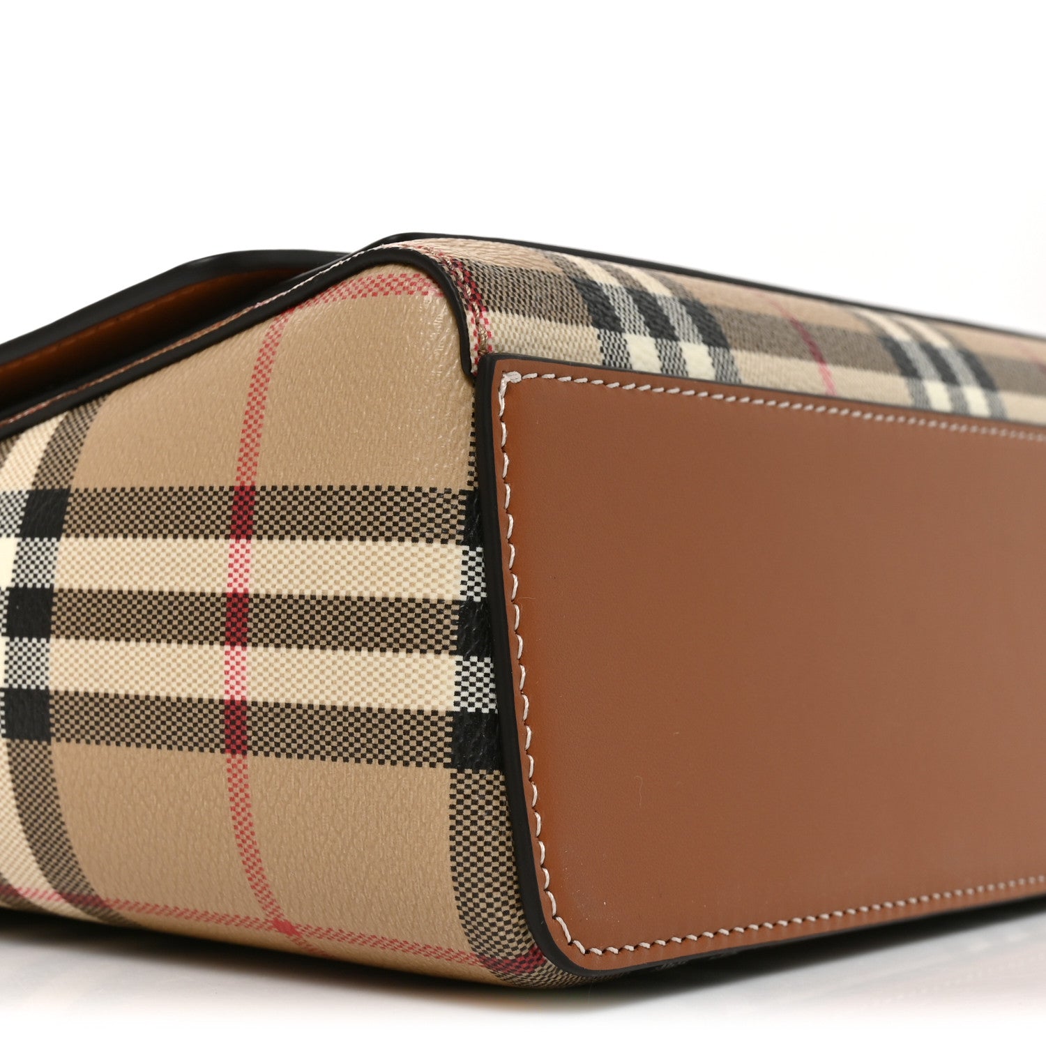 Burberry Coated Canvas Calfskin Vintage Check Medium Note Crossbody Bag Briar Brown 9 of 10