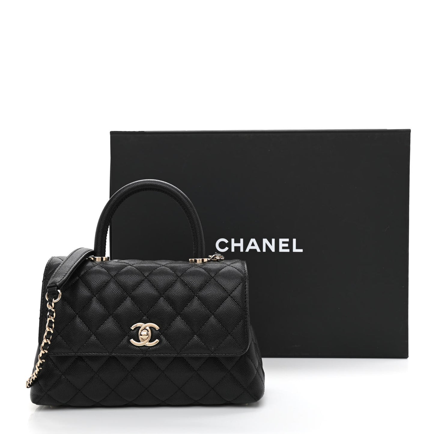 Caviar Quilted Mini Coco Handle Flap Black