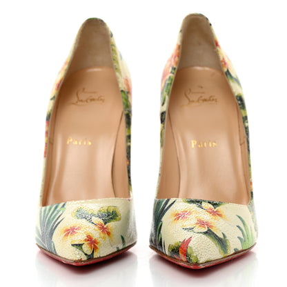 Christian Louboutin Crackled Calfskin Hawaiian Print So Kate 120 Pumps 40.5 White 2 of 9