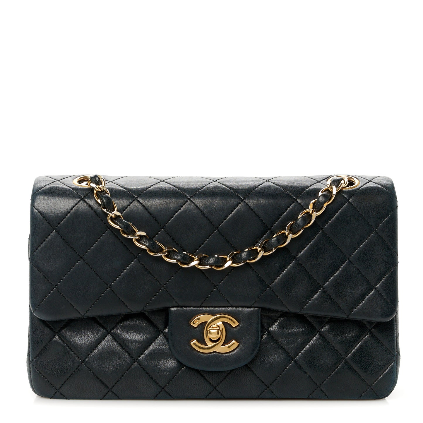 Lambskin Quilted Small Double Flap Black