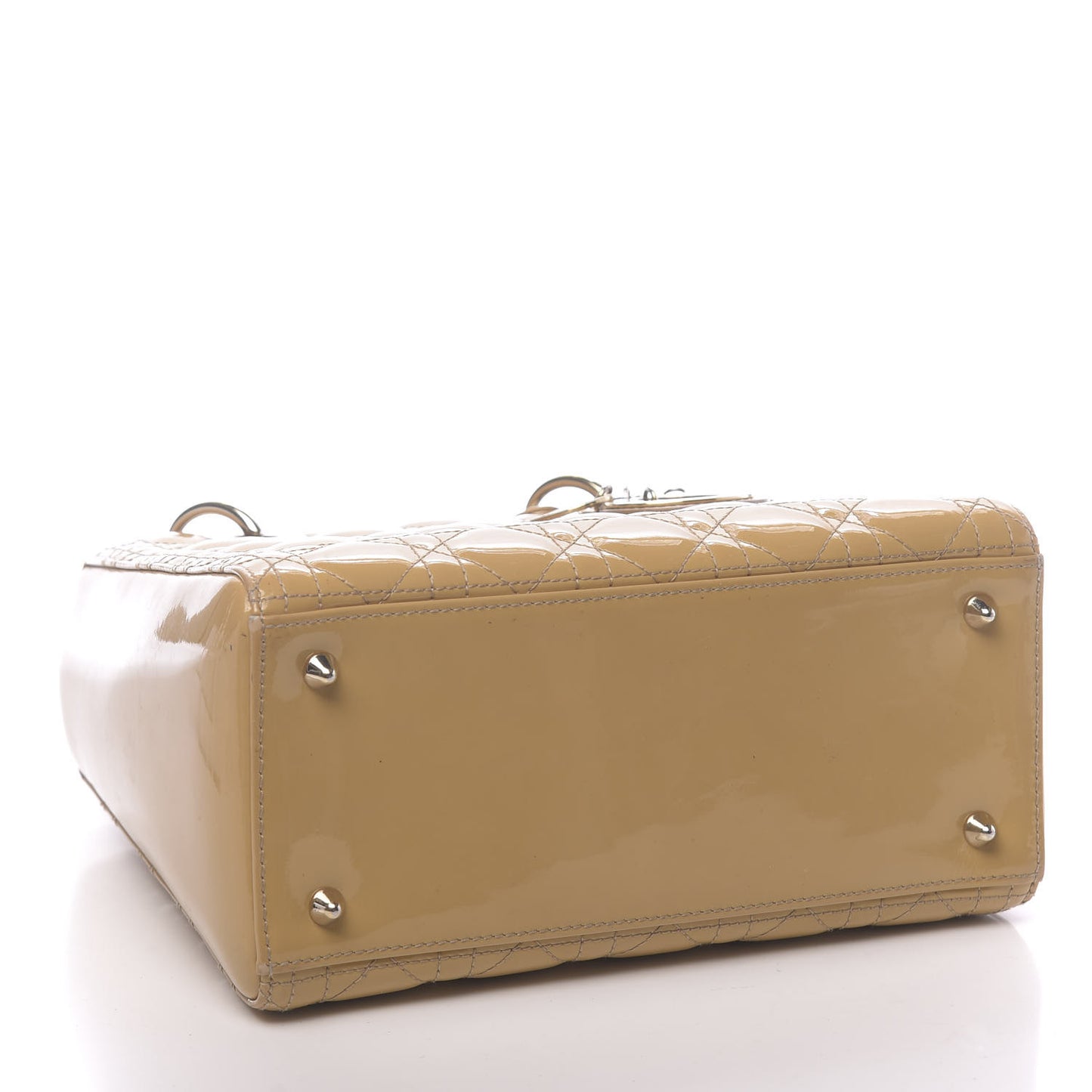 Patent Cannage Medium Lady Dior Beige