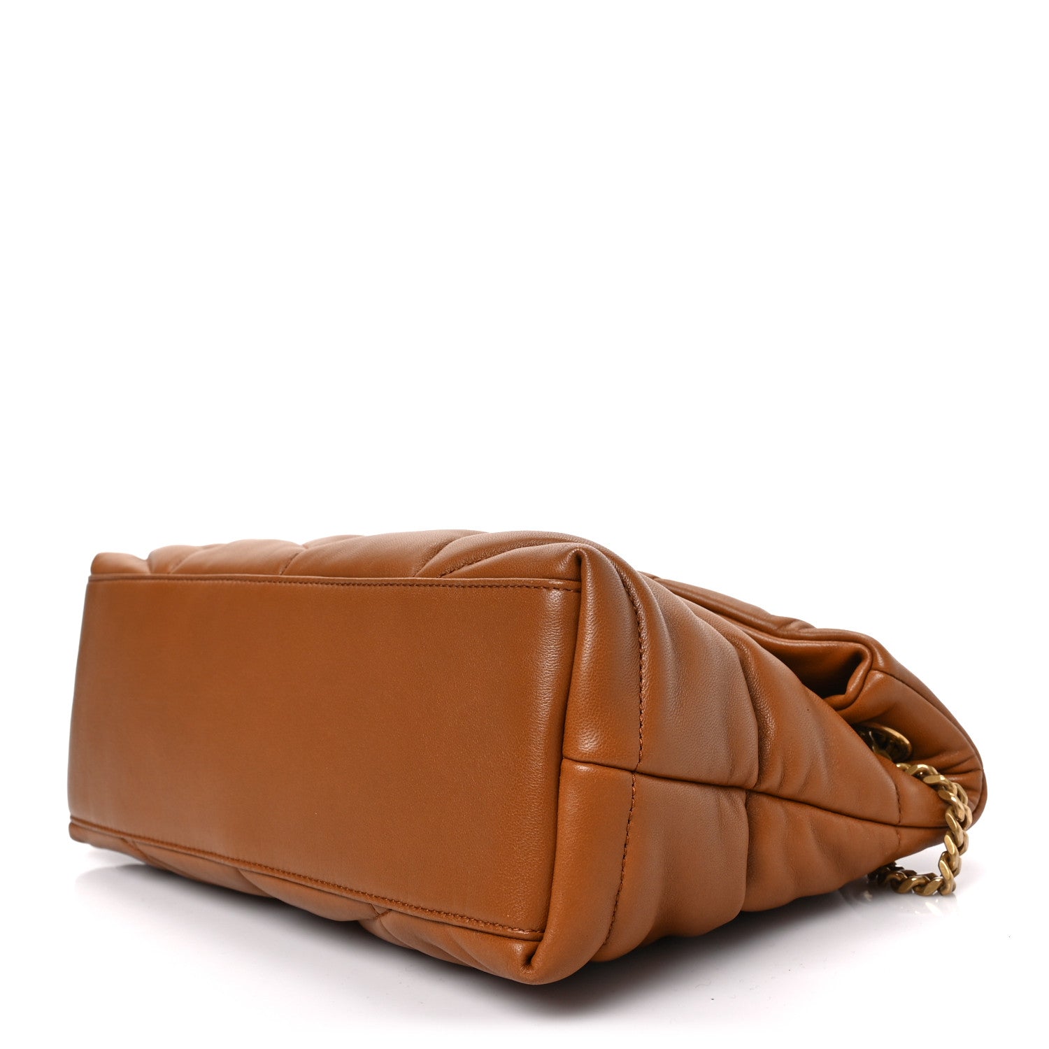 Saint Laurent Lambskin Quilted Small Loulou Puffer Monogram Chain Satchel Dark Honey 8 of 8
