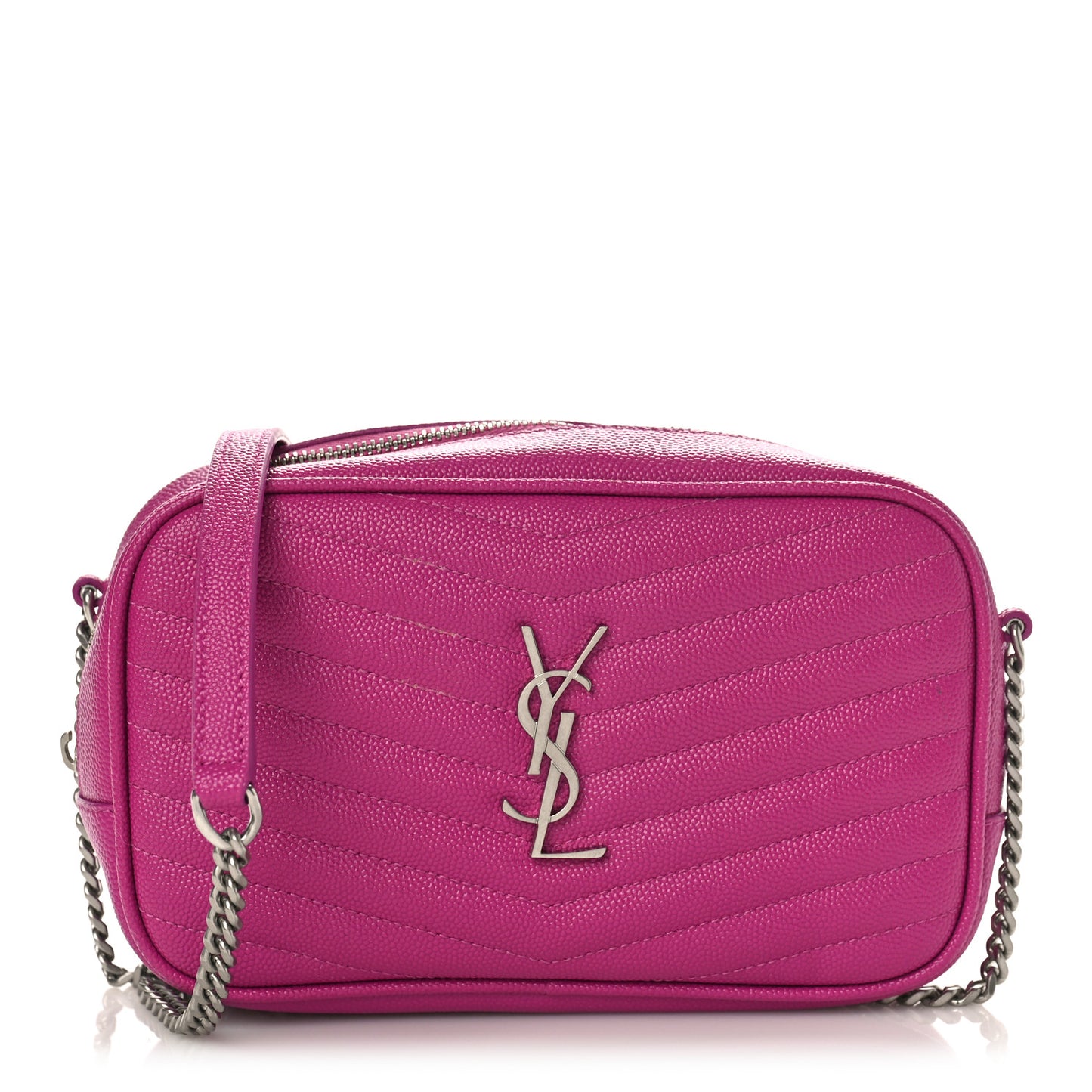 Grain De Poudre Matelasse Monogram Mini Lou Camera Bag Fuxia Electrique
