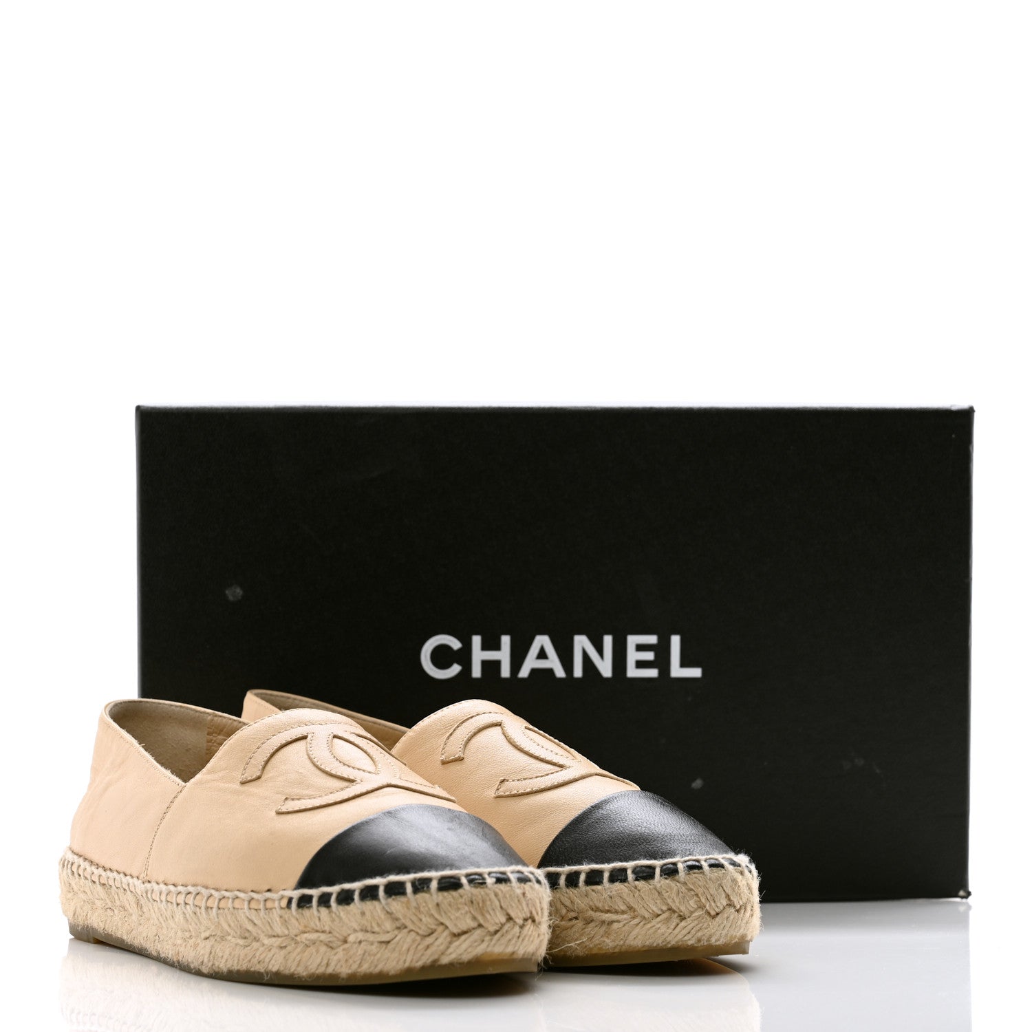 Chanel Lambskin CC Espadrilles 35 Beige Black 9 of 9