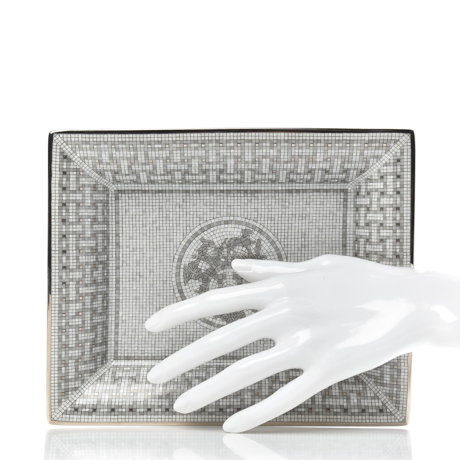 Hermes Porcelain Mosaique Au 24 Platine Change Tray 2 of 6