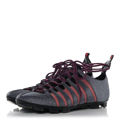 Gucci Nappa Sparkle Feline Web Titan Lace Up Sneakers 8.5 Caspian Rosso 3 of 10