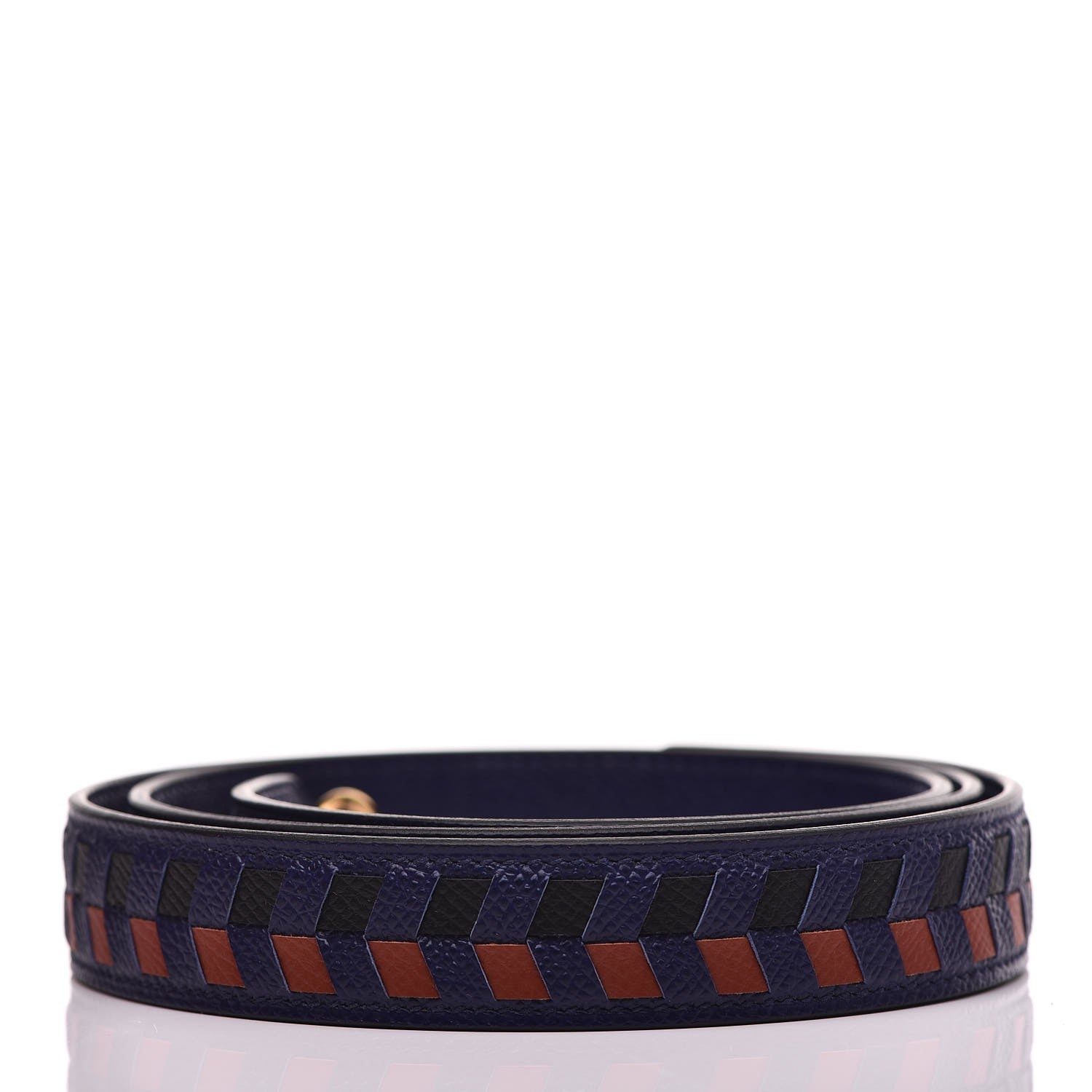Hermes Epsom 25mm Tressage Shoulder Strap Bleu Encre Brique Black 2 of 4