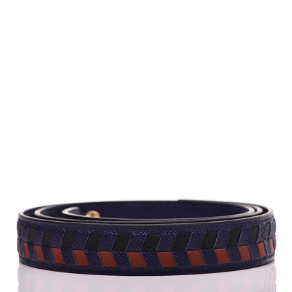 Hermes Epsom 25mm Tressage Shoulder Strap Bleu Encre Brique Black 2 of 4