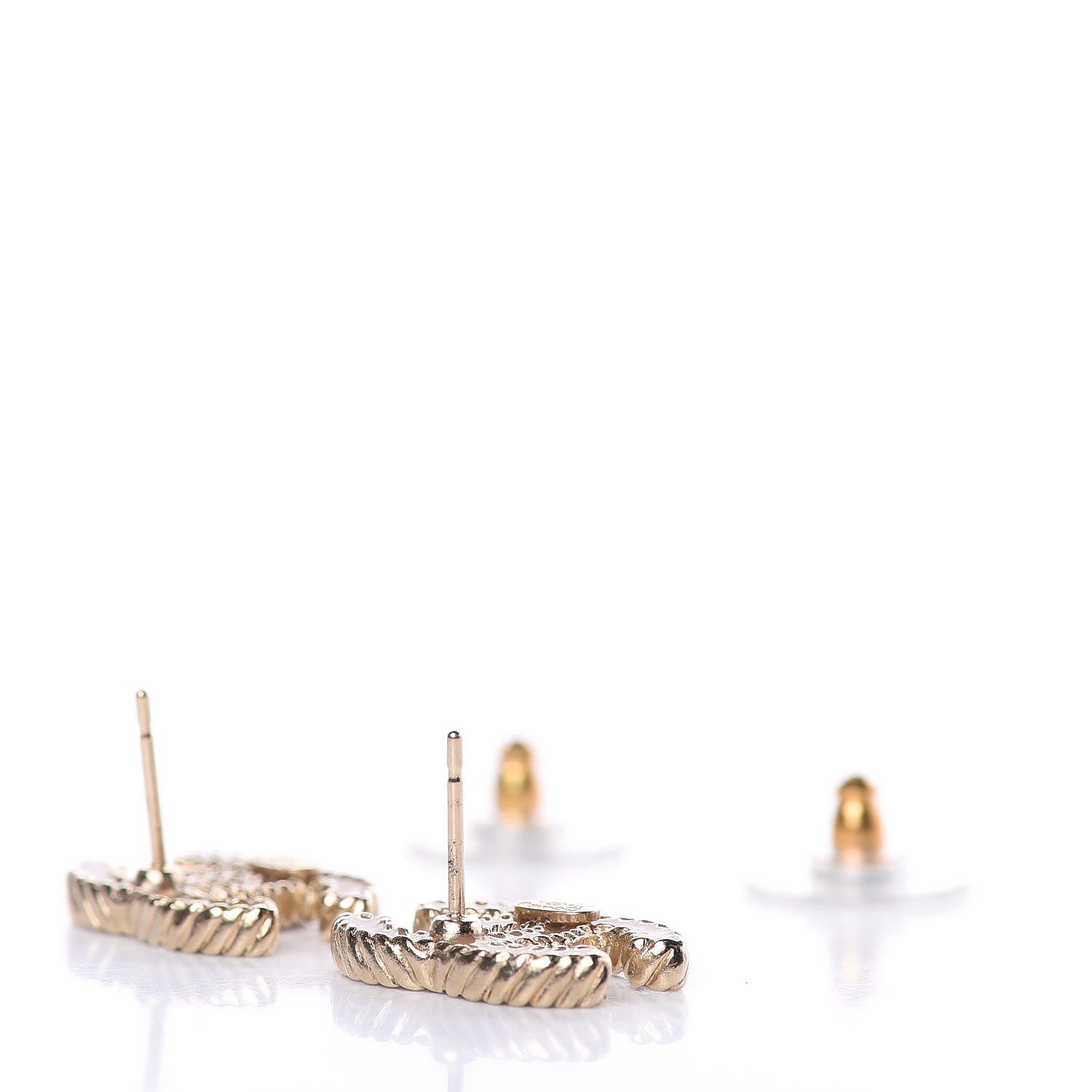 Chanel Enamel CC Earrings Beige Gold 4 of 4