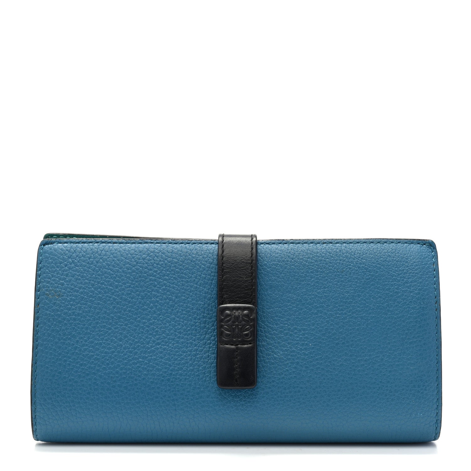Loewe Grained Calfskin Large Vertical Wallet Blue Black 1 of 8