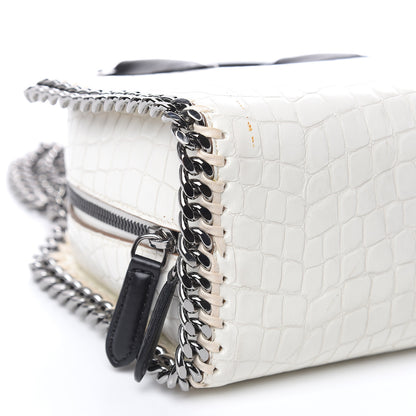Stella McCartney Faux Leather Crocodile Embossed Mini Falabella Box Top Handle Bag White 7 of 13