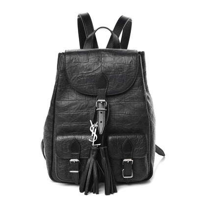 Saint Laurent Crocodile Embossed Lambskin Festival Backpack Black 1 of 11