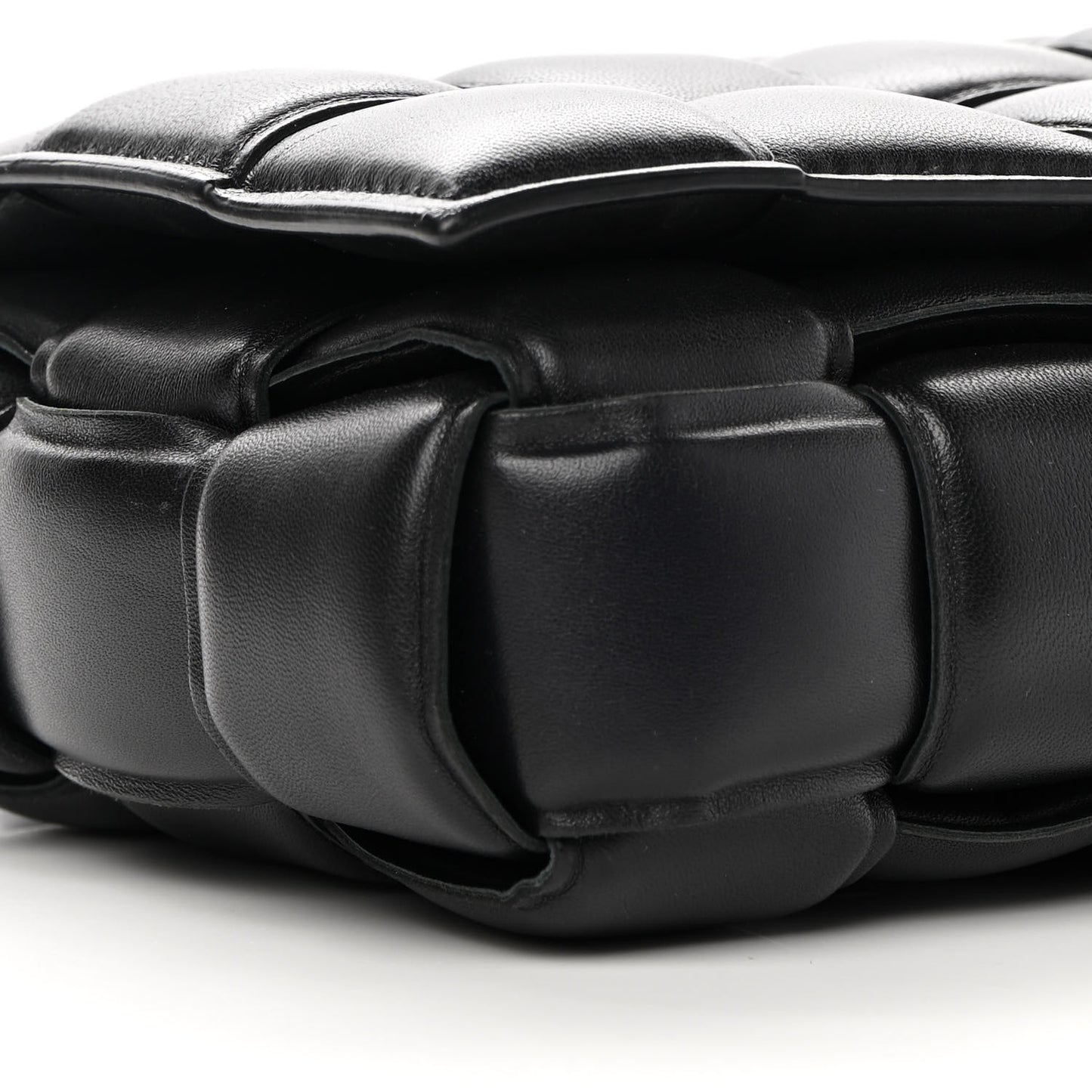 Nappa Maxi Intreccio Padded Cassette Crossbody Bag Black