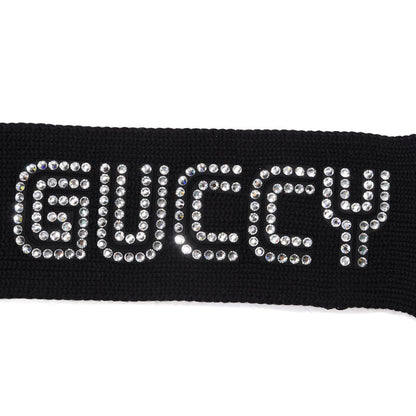 Gucci X SEGA Wool Crystal GUCCY Embellished Scarf Black 3 of 3