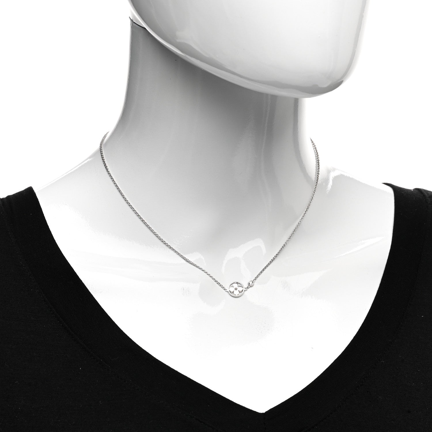 Louis Vuitton 18K White Gold Diamond Idylle Blossom Pendant Necklace 2 of 5