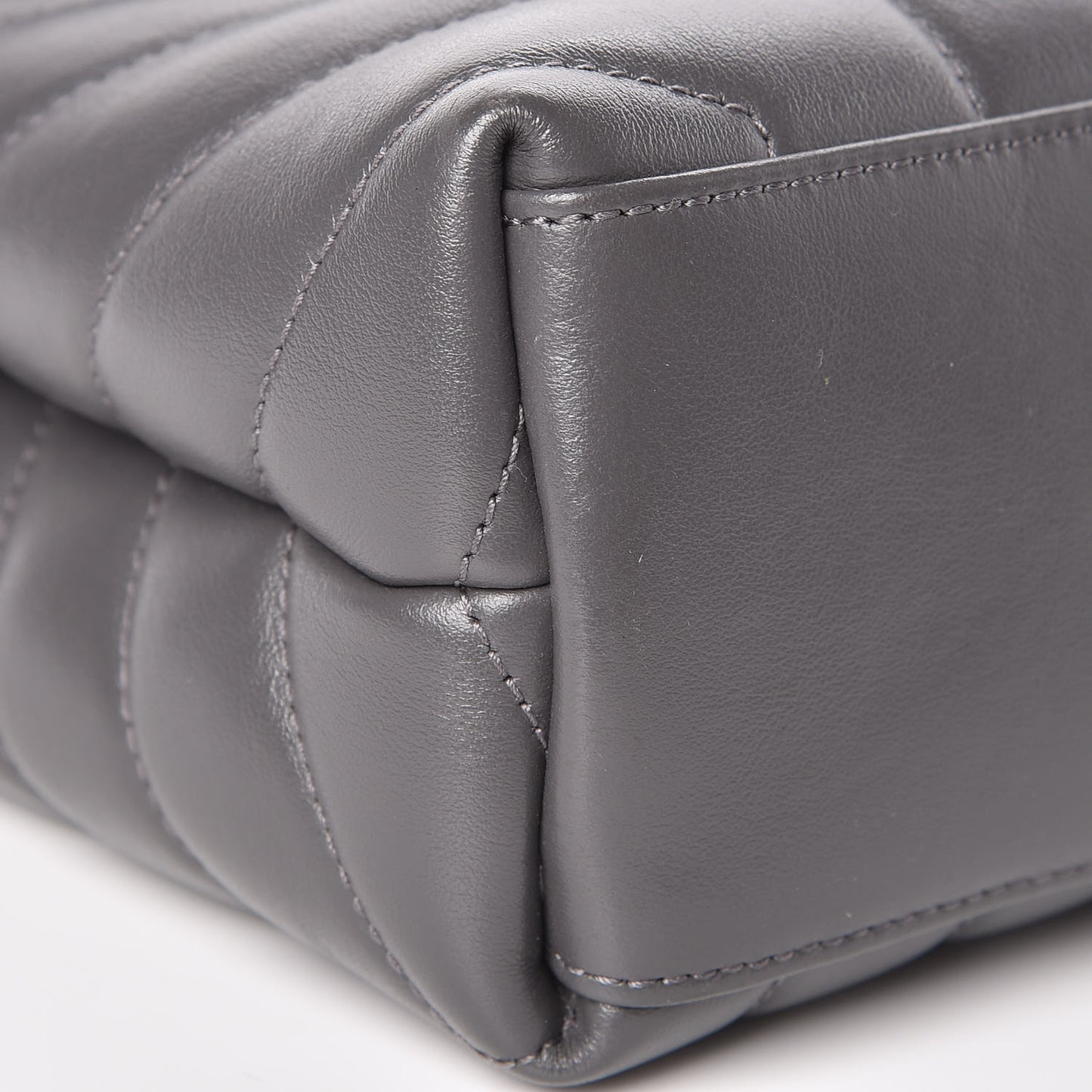 Calfskin Y Quilted Monogram Small Loulou Chain Satchel Asphalt