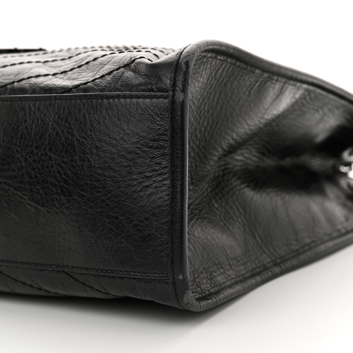 Crinkled Calfskin Matelasse Monogram Large Niki Shopper Tote Black