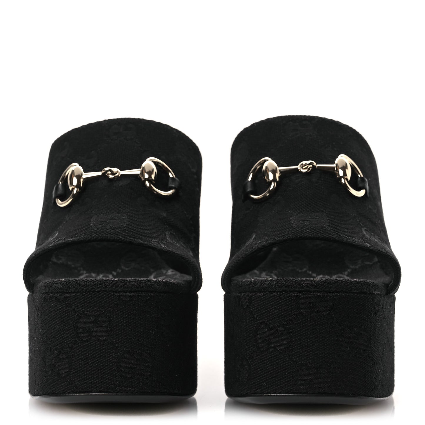 Monogram Wedge Platform Sandals 39.5 Black