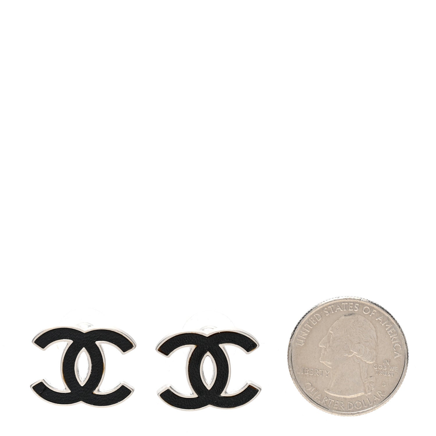 Chanel Lambskin CC Earrings Black Silver 2 of 5