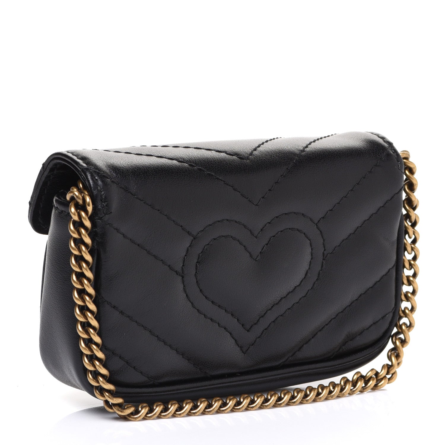 Gucci Calfskin Matelasse GG Marmont 2.0 Coin Purse On A Chain Black 3 of 7