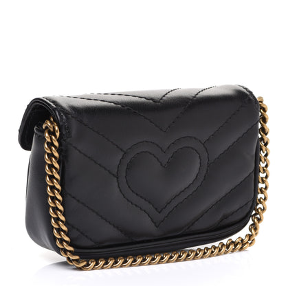 Gucci Calfskin Matelasse GG Marmont 2.0 Coin Purse On A Chain Black 3 of 7