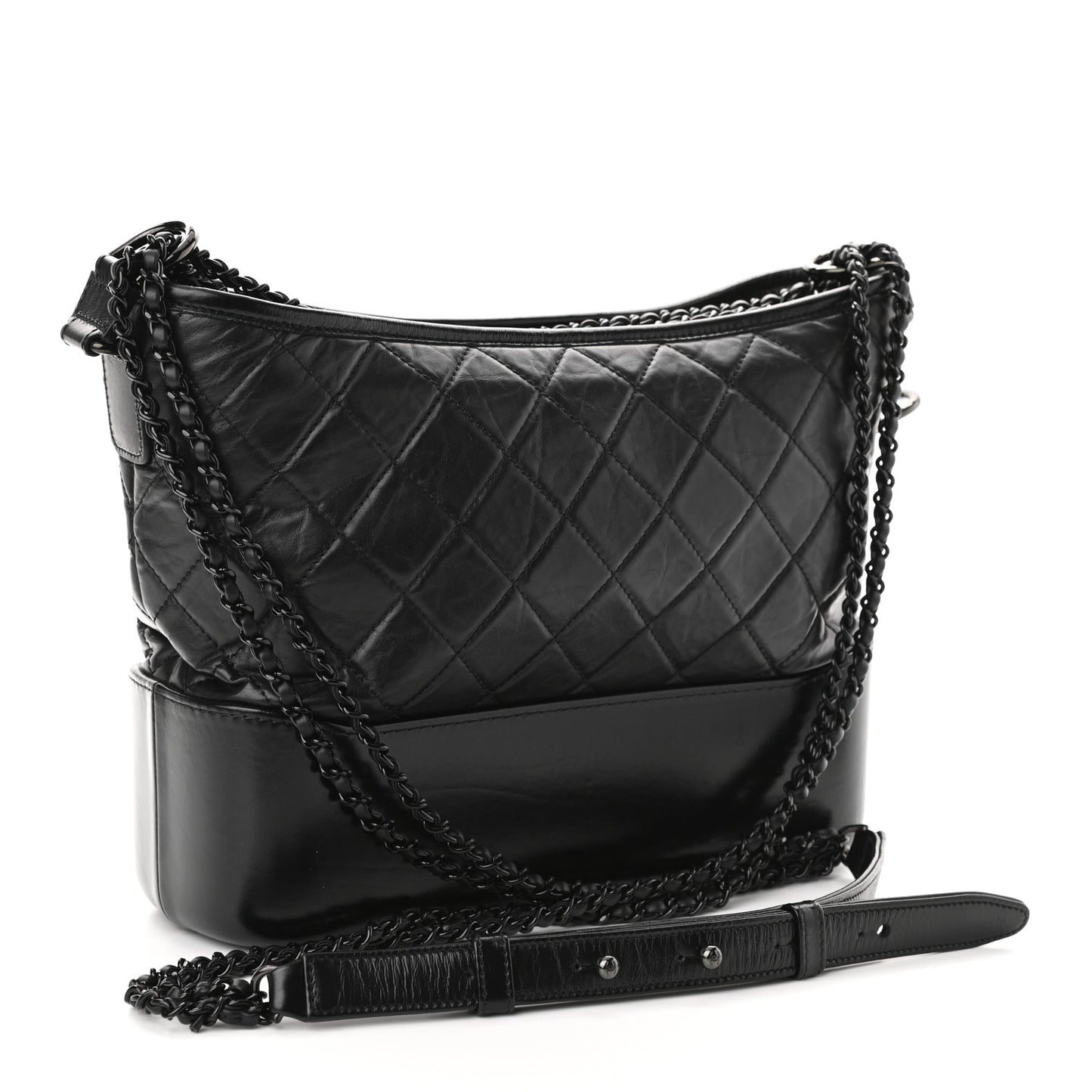 Aged Calfskin Quilted Medium Gabrielle Hobo Black