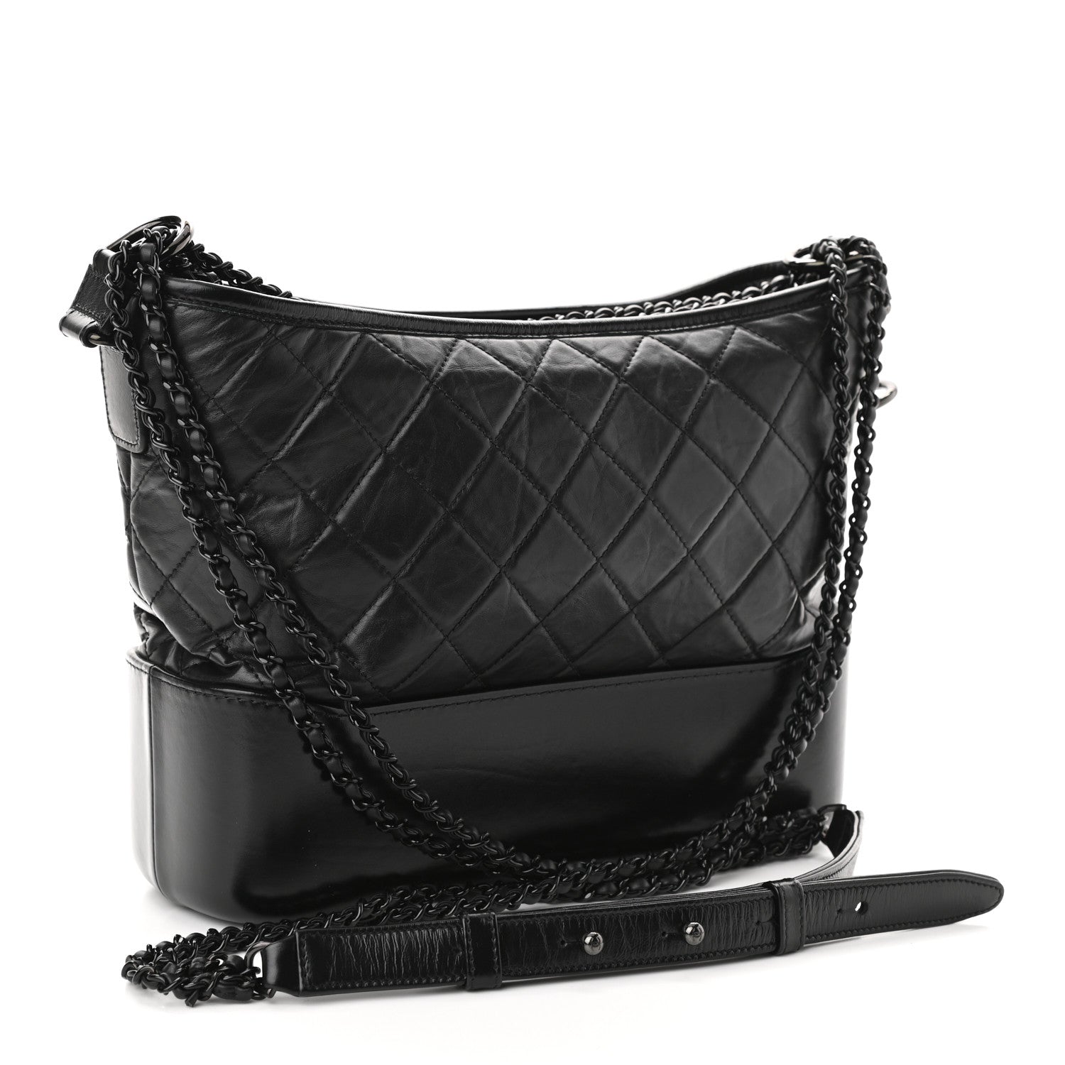 Chanel Aged Calfskin Quilted Medium Gabrielle Hobo Black 3 of 10
