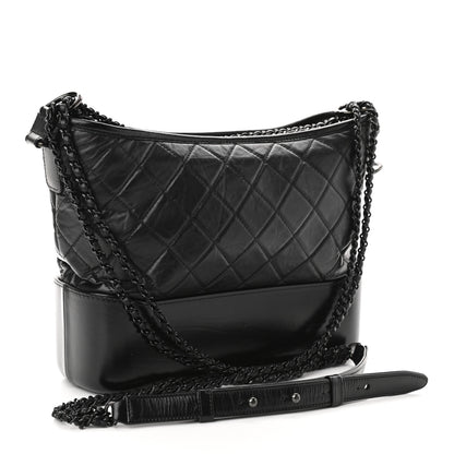 Chanel Aged Calfskin Quilted Medium Gabrielle Hobo Black 3 of 10