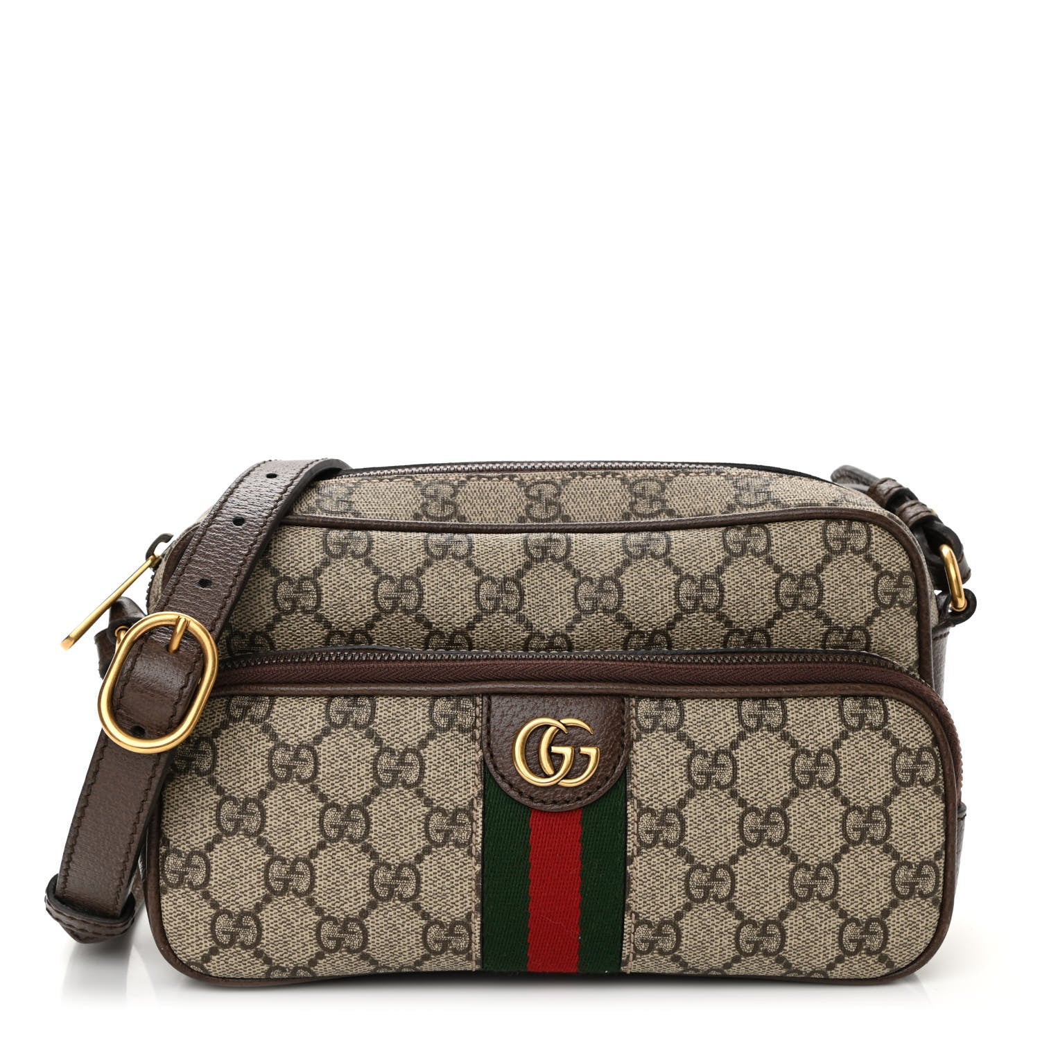 Gucci GG Supreme Monogram Calfskin Web Small Ophidia Messenger Bag Beige Ebony New Acero 1 of 10