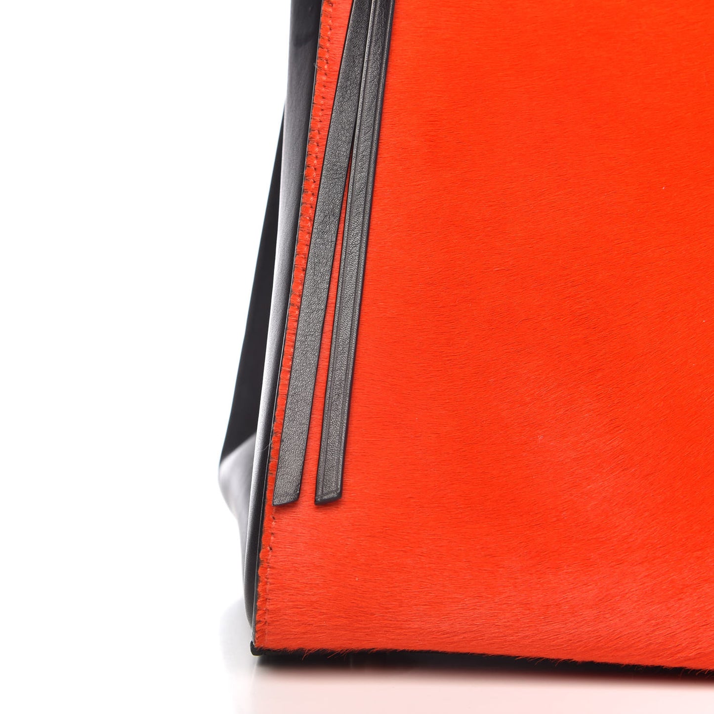 Pony Hair Medium Edge Shoulder Bag Vermillion