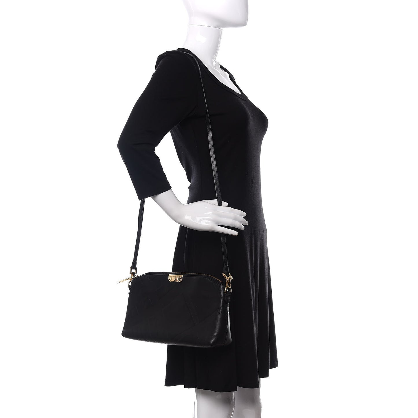 Calfskin Check Embossed Small Chichester Crossbody Clutch Bag Black
