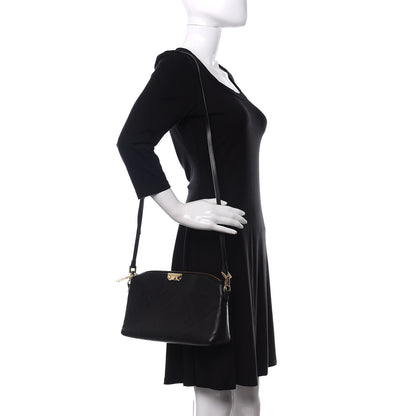 Burberry Calfskin Check Embossed Small Chichester Crossbody Clutch Bag Black 2 of 11