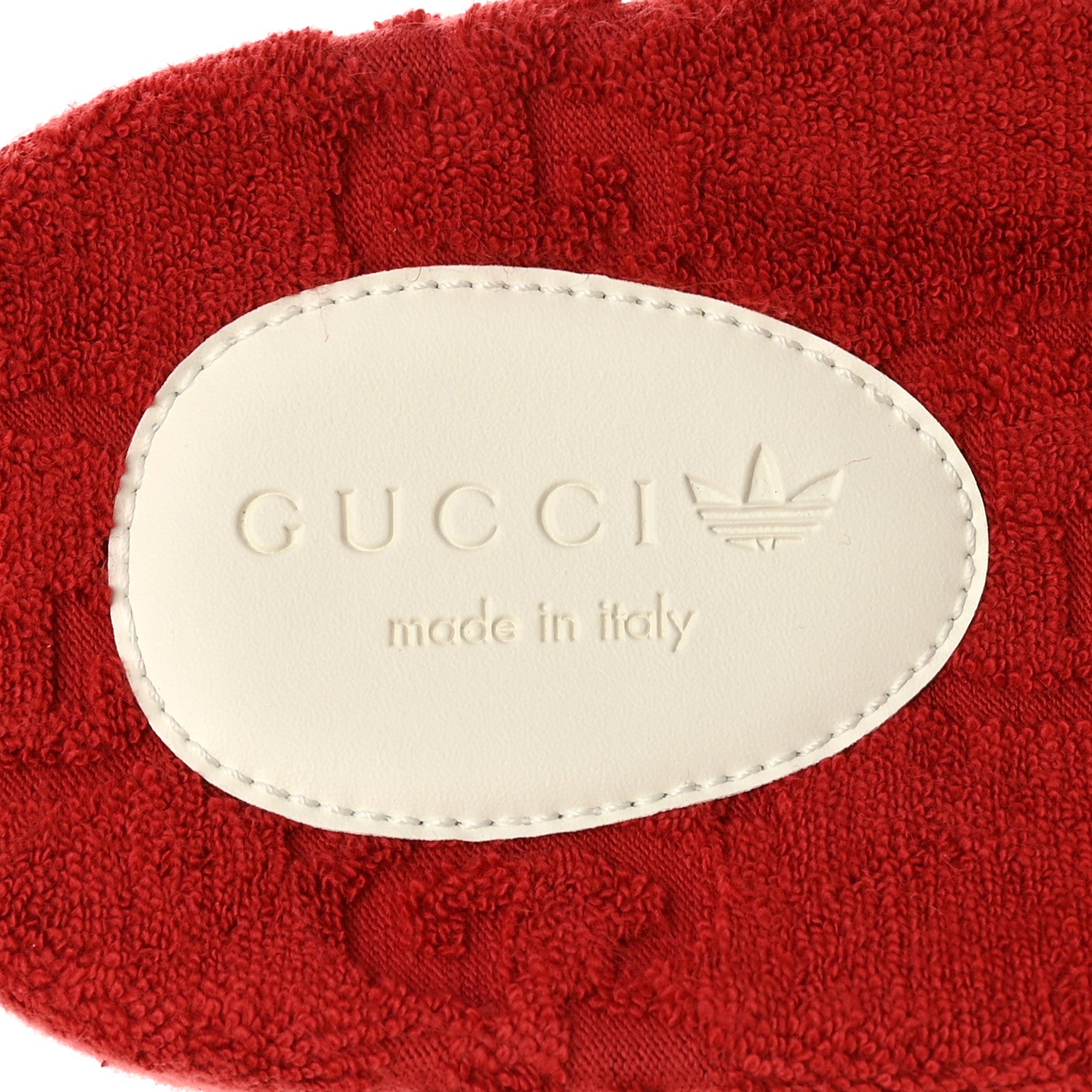 Gucci X ADIDAS Terry Cloth GG Monogram Womens Platform Sandals 41 Maple Red Off White 7 of 8