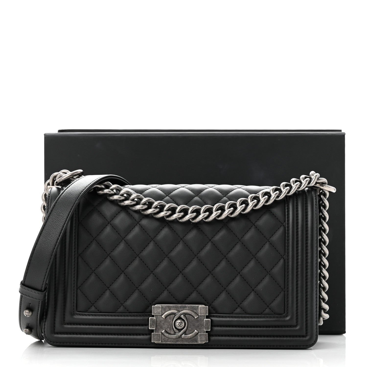 Chanel Calfskin Quilted Medium Boy Flap Black 11 of 11