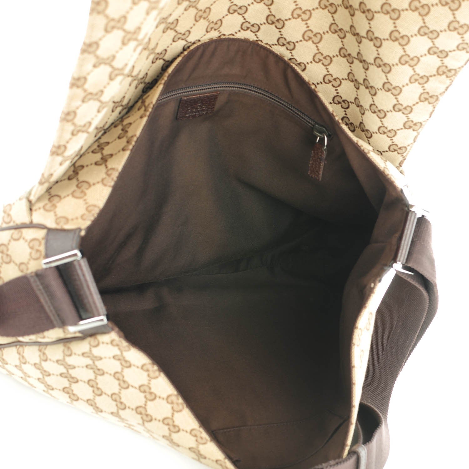Gucci Monogram Large Flap Messenger Bag Beige Dark Brown 5 of 7