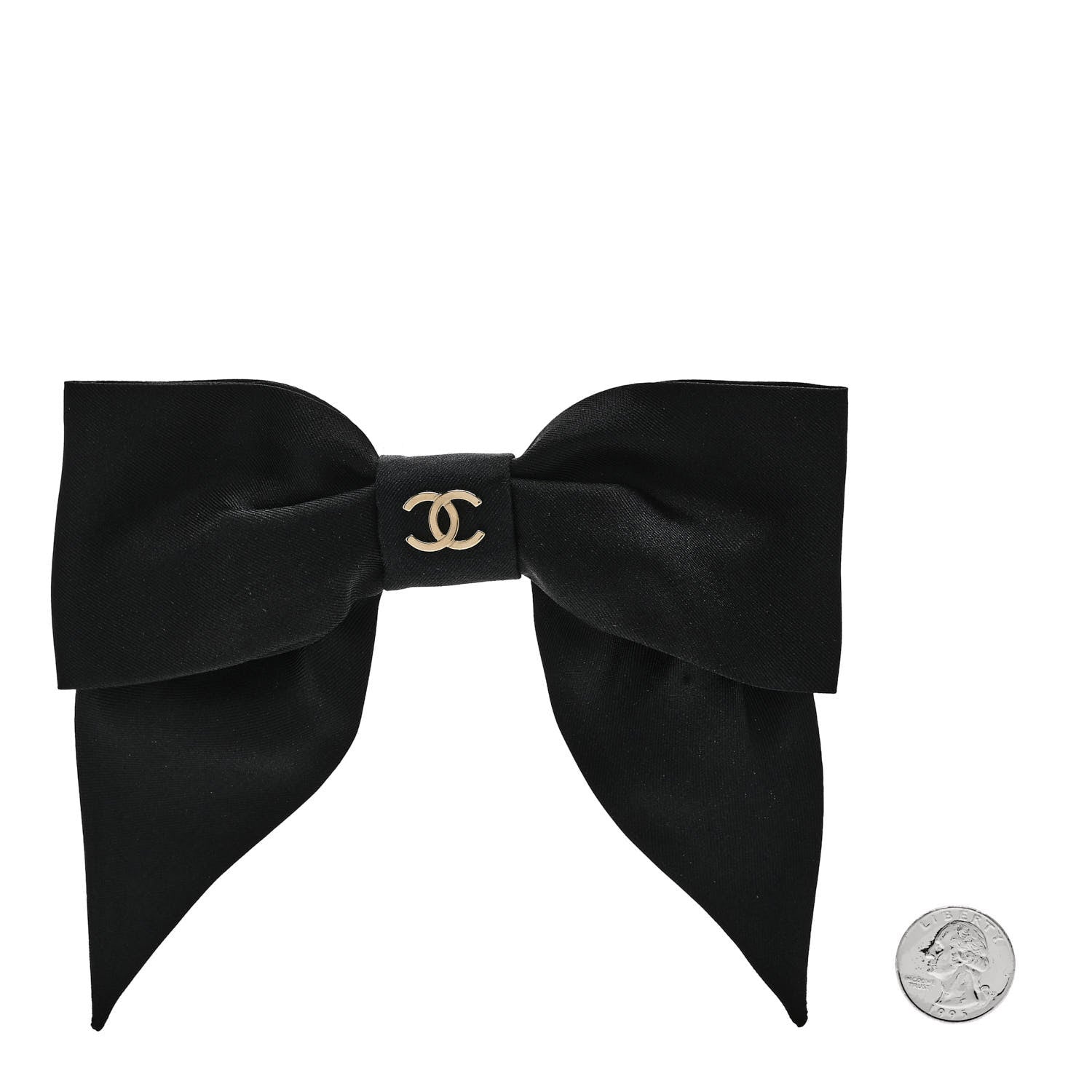 Chanel Silk Bow CC Hair Clip Black 2 of 5