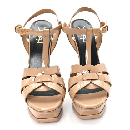 Saint Laurent Patent Tribute 105 Platform Sandals 39.5 Nude Powder 3 of 9