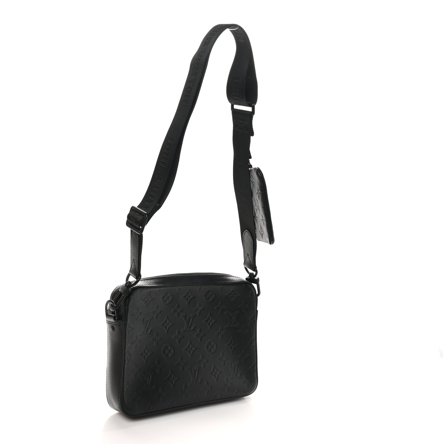 Louis Vuitton Calfskin Monogram Shadow Duo Messenger Black 3 of 10