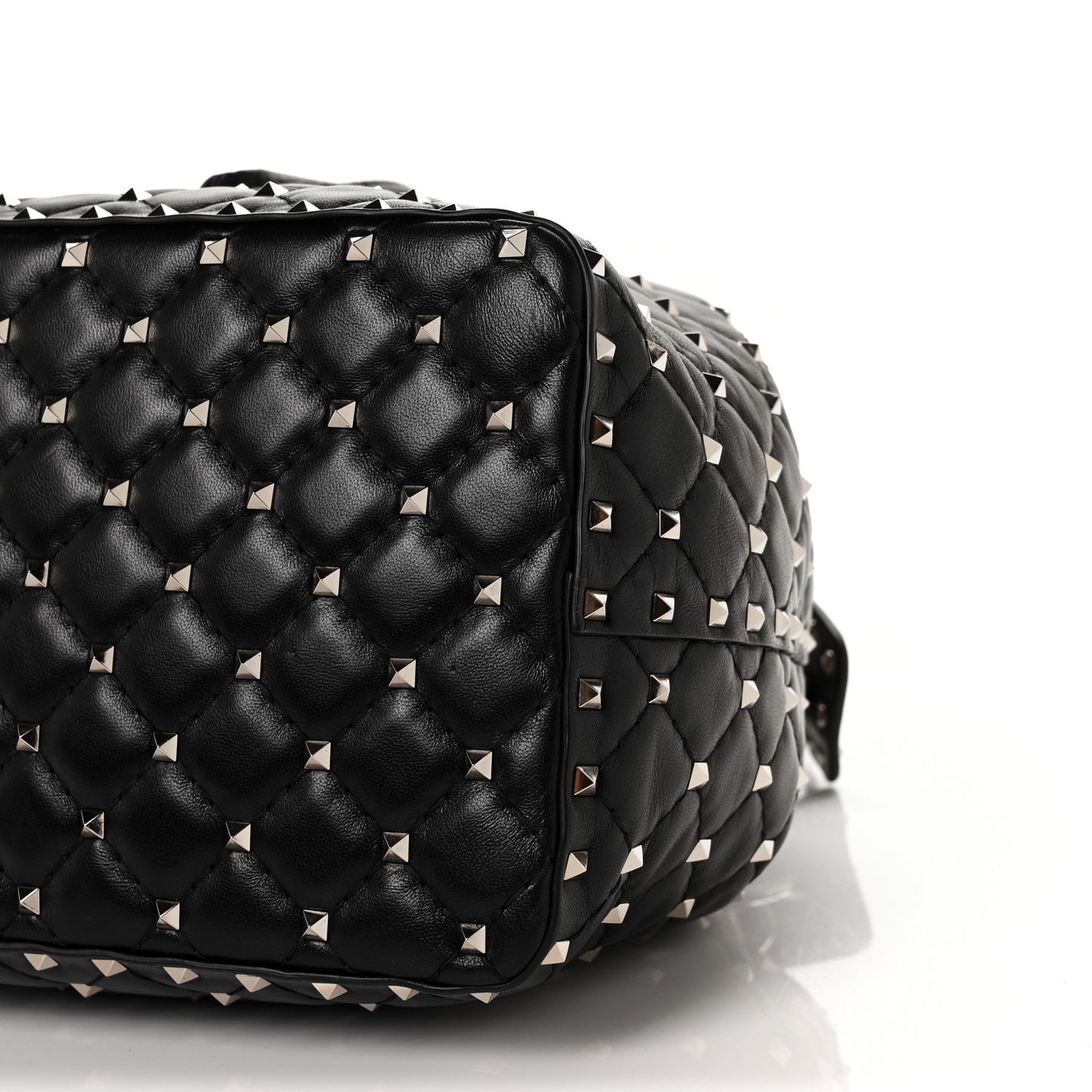 Nappa Medium Rockstud Spike Bucket Bag Black