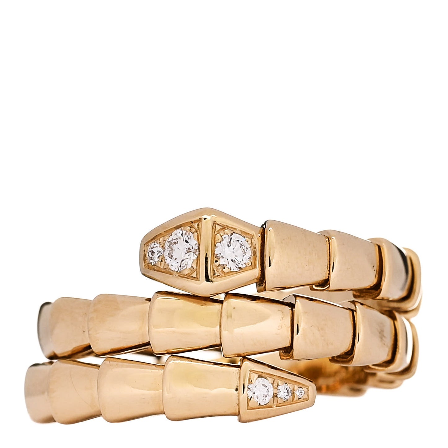 18K Yellow Gold Diamond Serpenti Viper Wrap Ring M