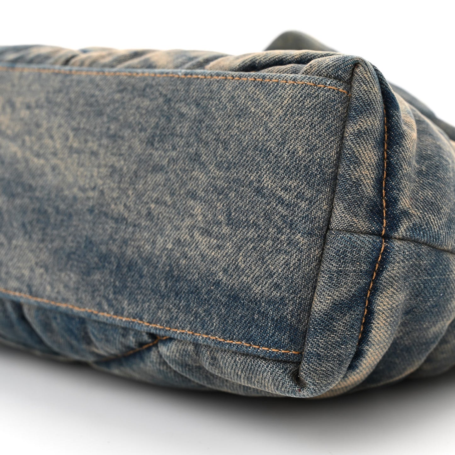 Denim Quilted Small Loulou Puffer Monogram Chain Satchel Blue Cinnamon