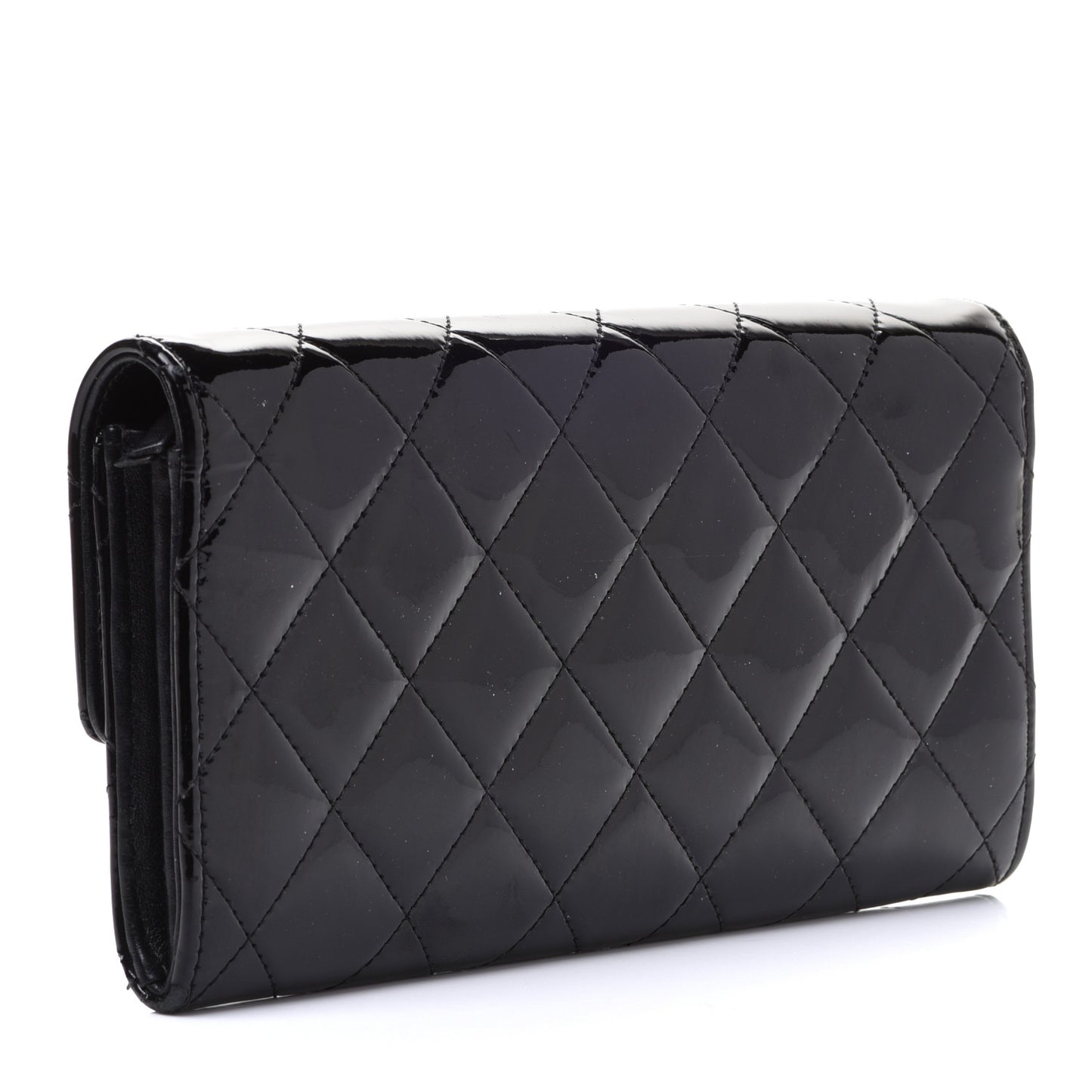 Patent CC Large Gusset Flap Wallet Black
