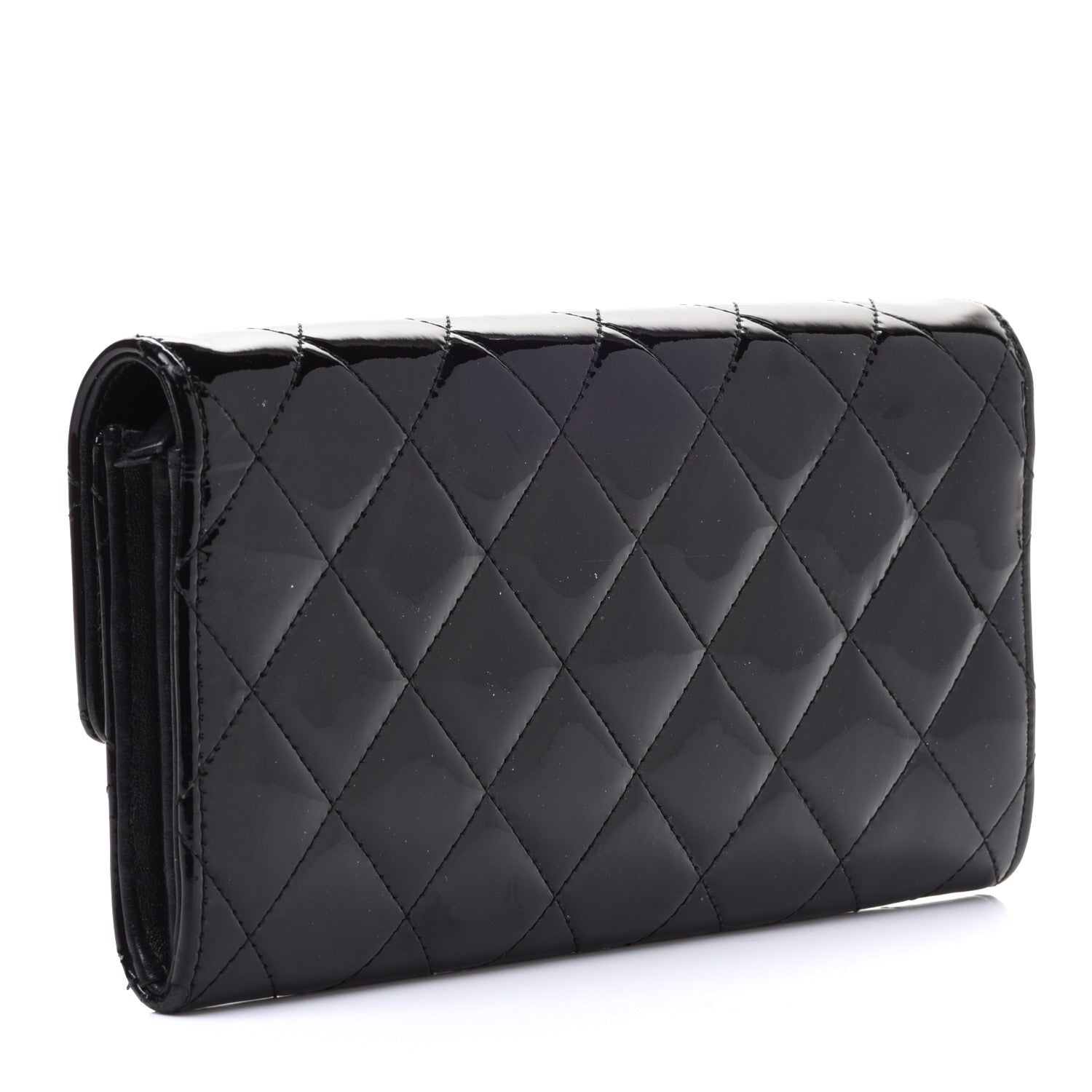 Chanel Patent CC Large Gusset Flap Wallet Black 3 of 15