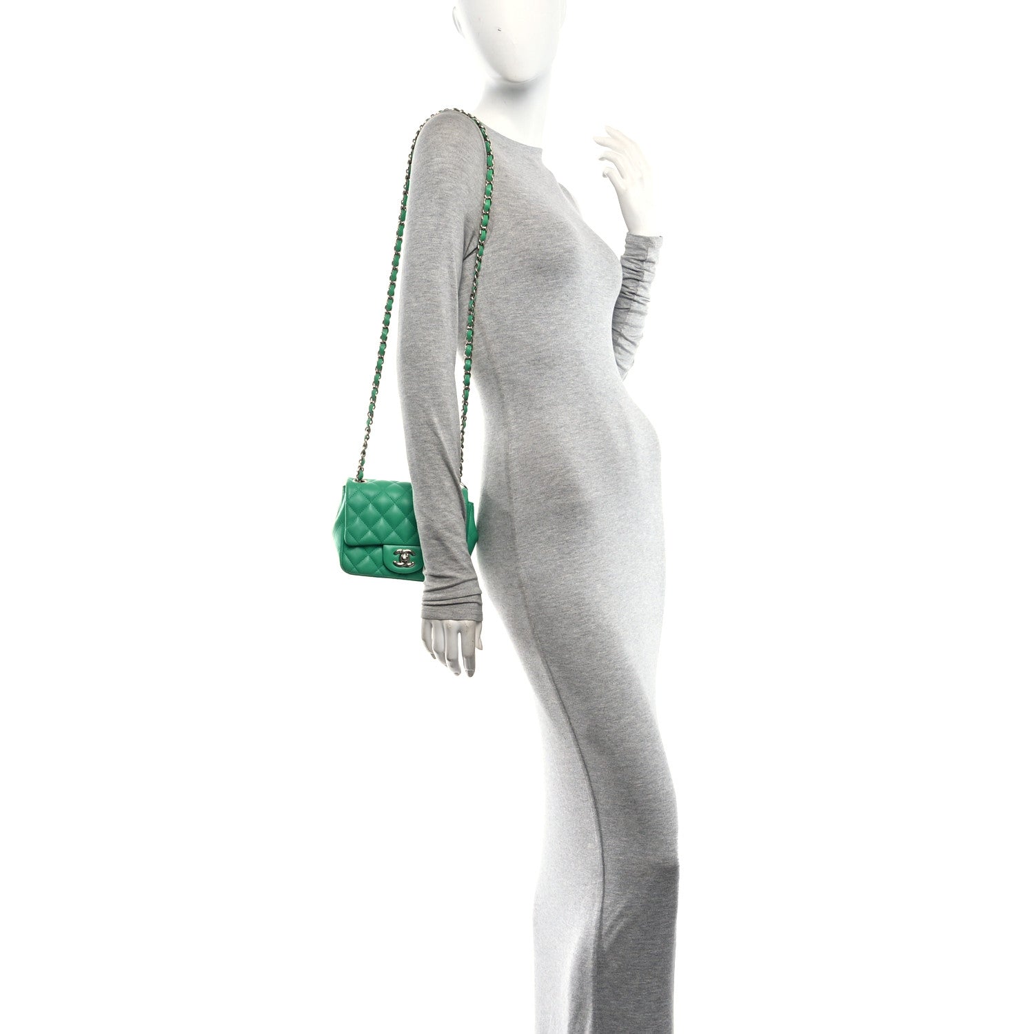 Chanel Lambskin Quilted Mini Square Flap Green 2 of 10