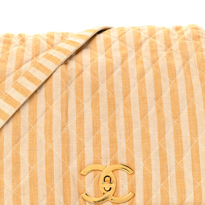 Chanel Canvas Striped CC Flap Ivory Yellow 8 of 15