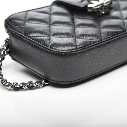 Chanel Grained Calfskin Quilted CC Box Clutch With Chain Black 4 of 11