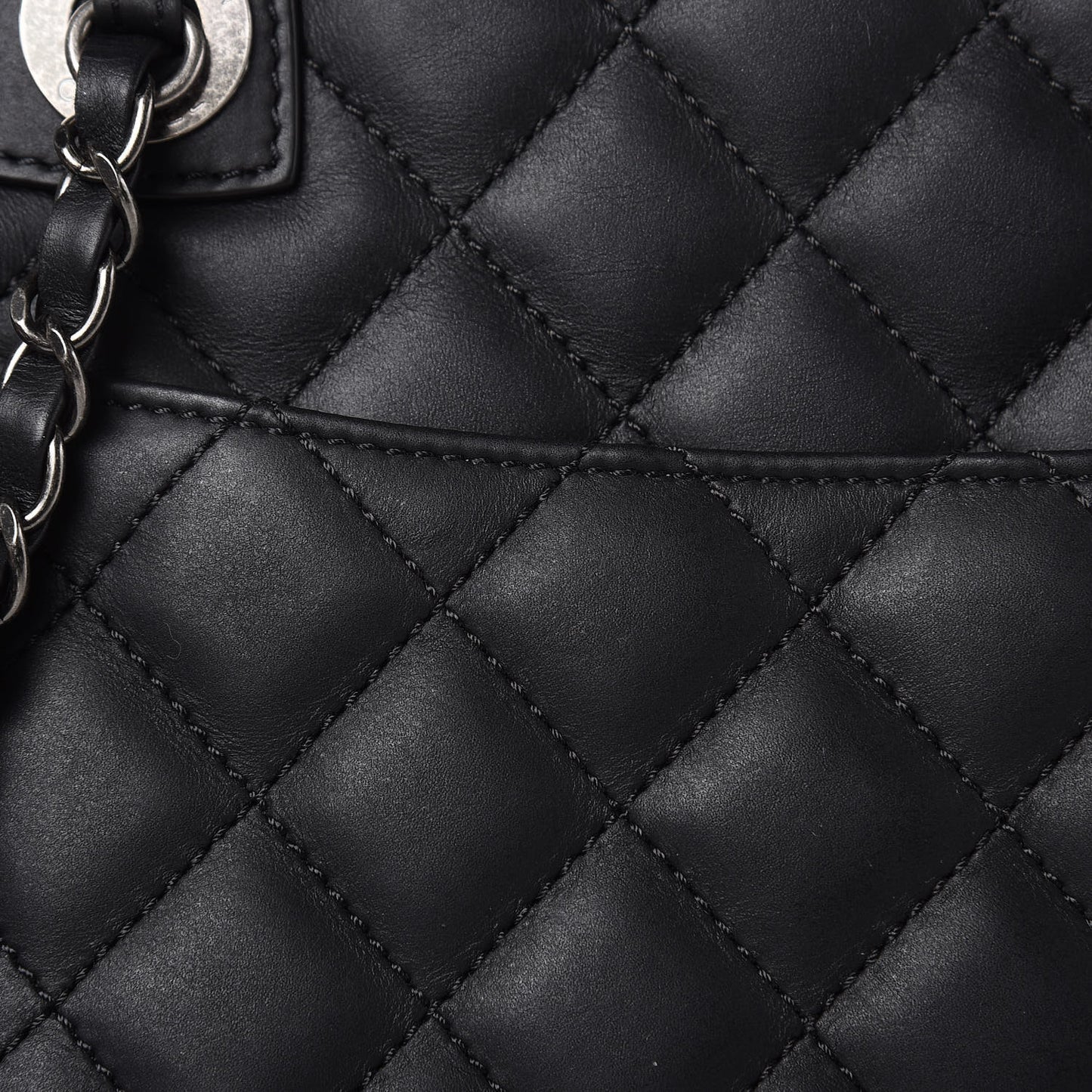 Calfskin Quilted Small Easy Shopping Tote Black
