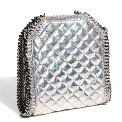 Stella McCartney Faux Leather Falabella Quilted Metallic Tiny Tote Bag 2 of 8