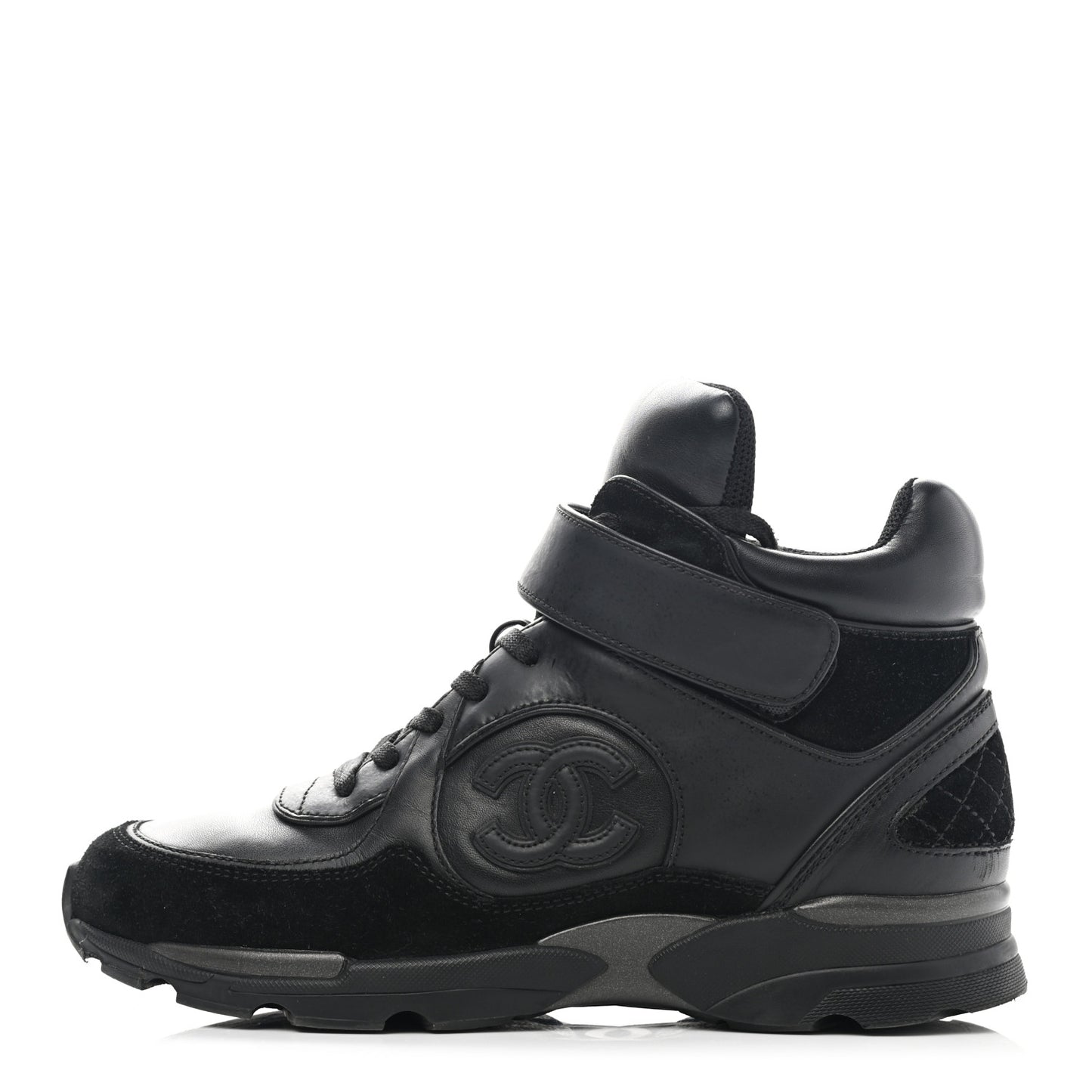 Suede Calfskin High Top CC Sneakers 37 Black