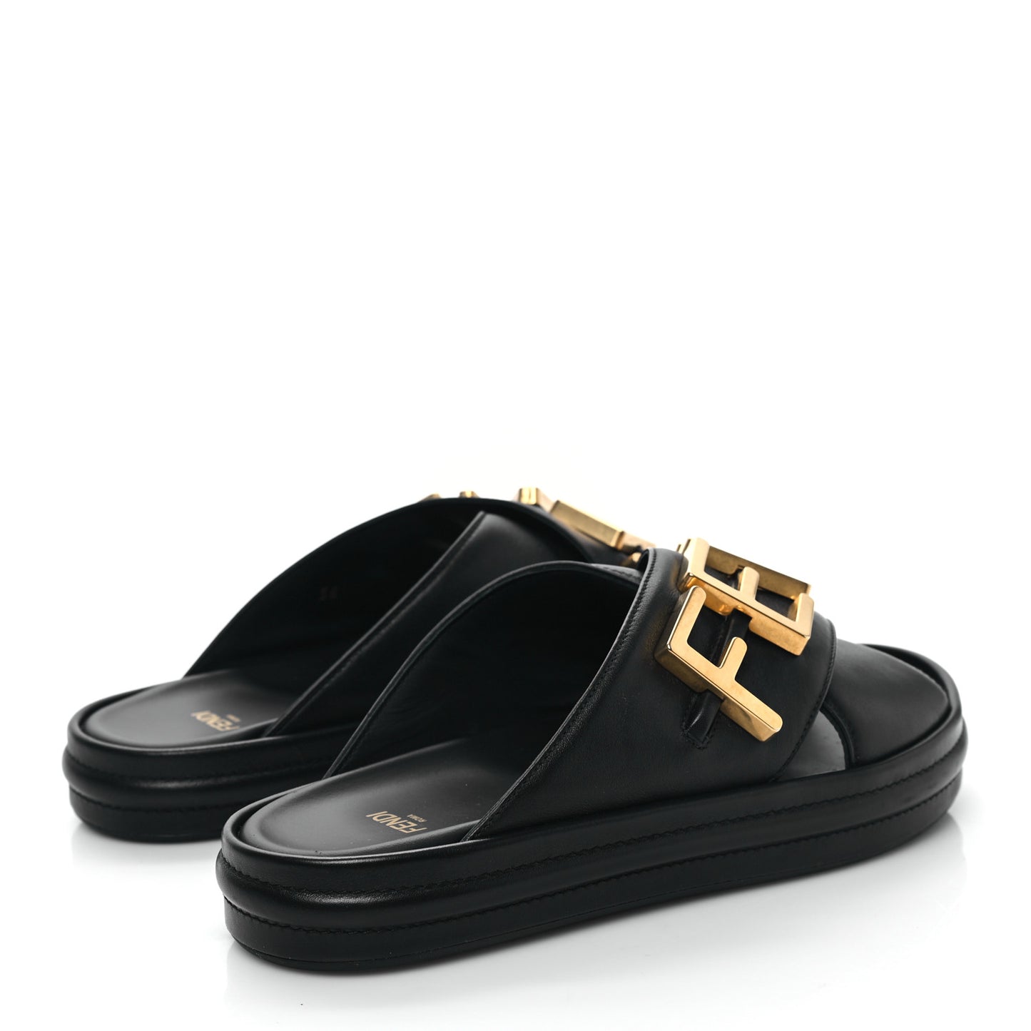 Vitello Womens Fendigraphy Slide Sandals 36 Black